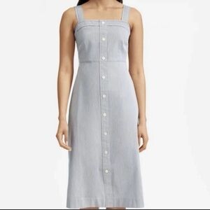 Everlane‎ Striped Button Front Midi Dress Blue White Sleeveless Size 6